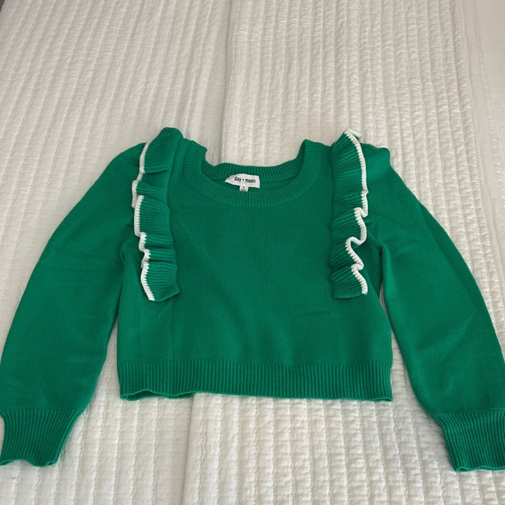 Elegant Green Ruffle Sweater